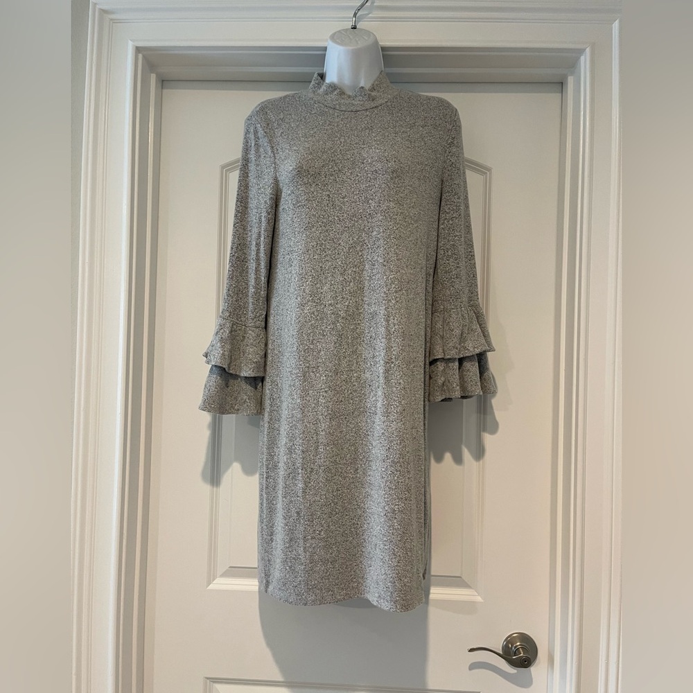 White House Black Market Heather Gray Long Sleeve Dress